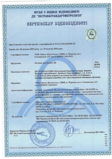 Сертифікат відповідності на бетонні вироби